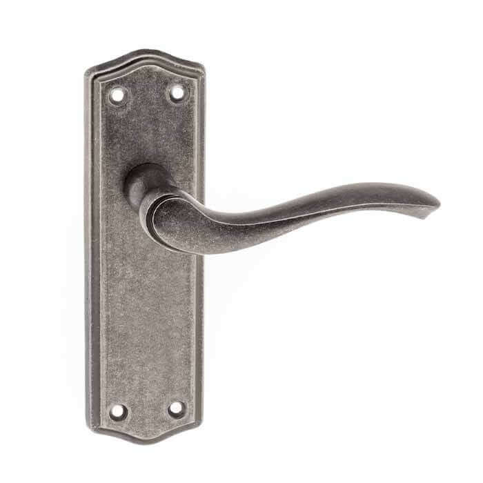 Product Warwick latch lever on backplate door handle side view