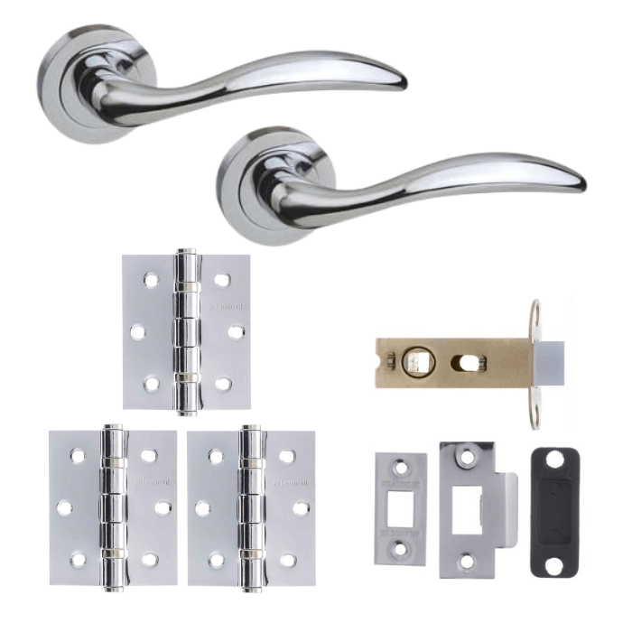 Ancon polished chrome lever on round rose bundle
