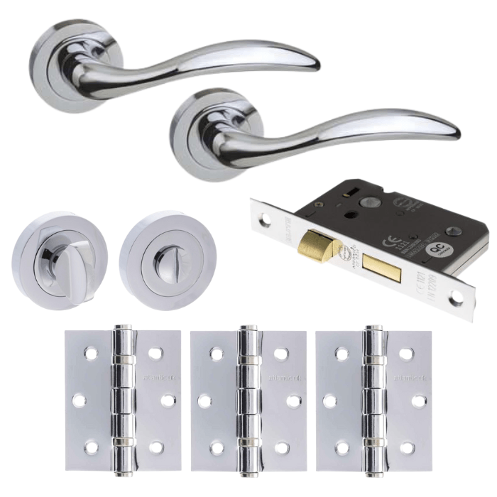 Ancon polished chrome lever on round rose bundle
