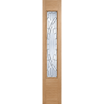 Product Wooden door with glass panel on a white background