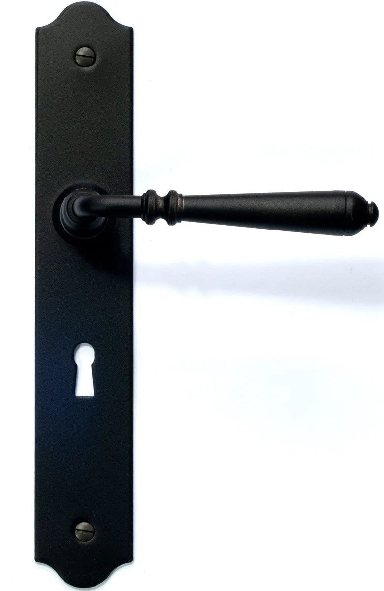 External Nevers Lever Handle - Euro 92mm - Black Finish