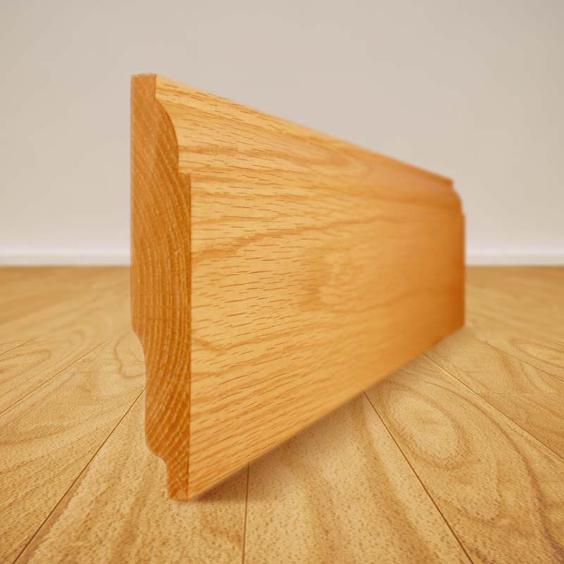 Product oak ovolo skirting board in room setting